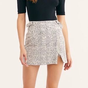 Free People Midnight Magic Mini Skirt in white Snakeskin print
